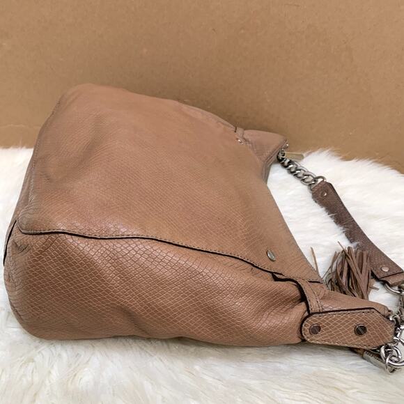 MICHAEL KORS Large N/S Top Zip MEGAN Hobo Dark Dune Snake-Embossed Leather - Picture 5 of 16